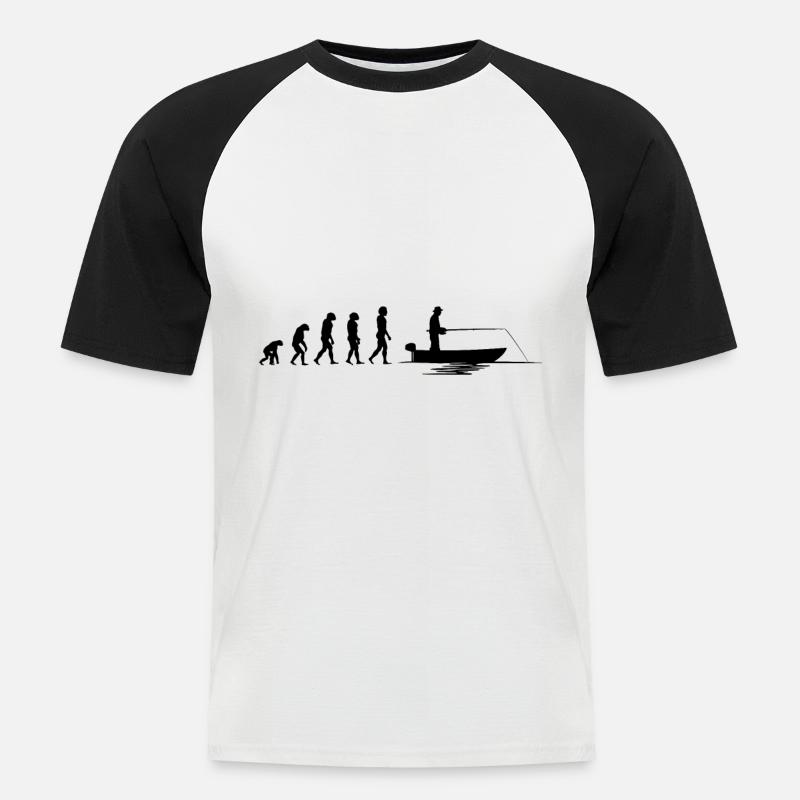 Evolution Fischer |Evolution Angler - Männer Baseball-T-Shirt - Weiß/Schwarz