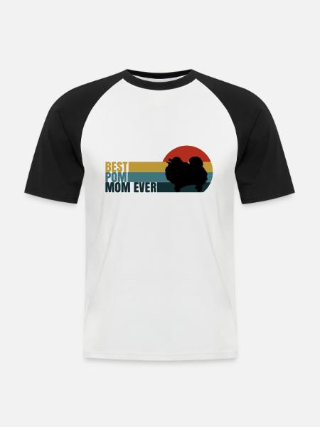 Spitz Pomeranian Zwergspitz Hund - Männer Baseball-T-Shirt - Weiß/Schwarz