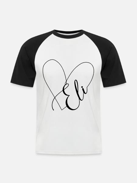 Eli Name Herzlinie - Männer Baseball-T-Shirt - Weiß/Schwarz