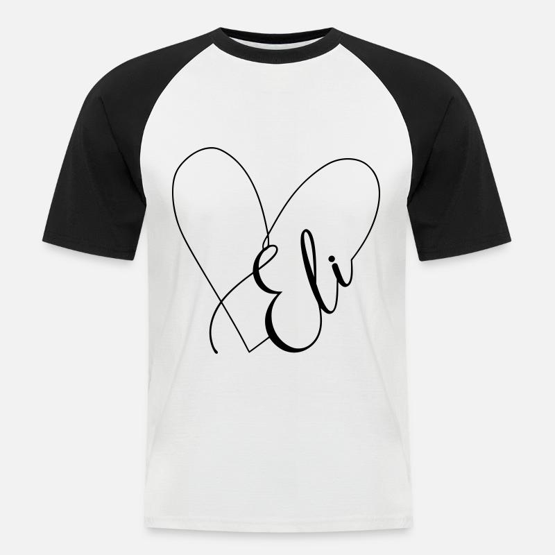 Eli Name Herzlinie - Männer Baseball-T-Shirt - Weiß/Schwarz