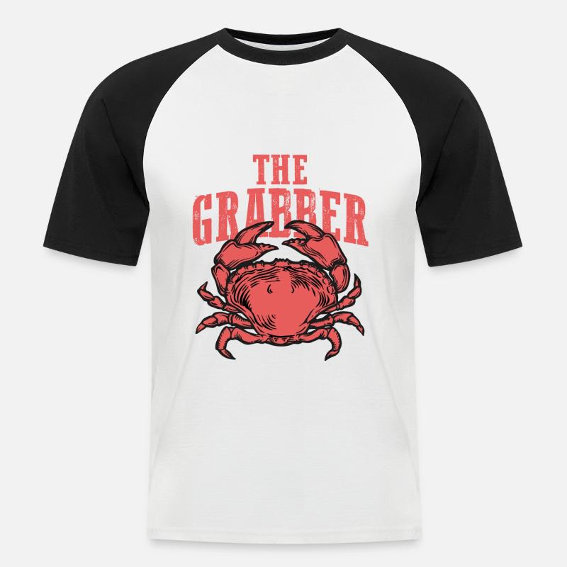 Krabben – Shirt Strandurlaub Geschenk - Männer Baseball-T-Shirt - Weiß/Schwarz
