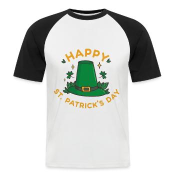 joyeux cadeau de la Saint-Patrick 2024 - T-shirt baseball manches courtes Homme - blanc/noir - Devant - Nik (191cm)