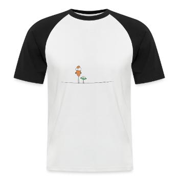 Zwei Vögel auf dem Drahtseil Leitung Stromleitung - Männer Baseball-T-Shirt - Weiß/Schwarz - Vorne - Nik (191cm)