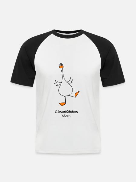 Gänsefüßchen oben - Männer Baseball-T-Shirt - Weiß/Schwarz