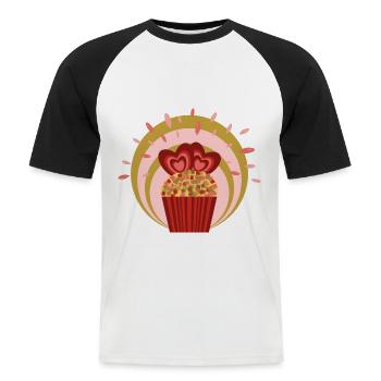 Rhabarber Kuchen Liebe mit viel Herz. - Männer Baseball-T-Shirt - Weiß/Schwarz - Vorne - Nik (191cm)