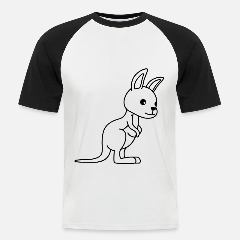 Kangaroo Comic - Männer Baseball-T-Shirt - Weiß/Schwarz