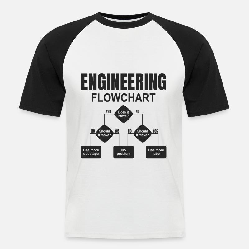 Engineering Flowchart Engineer - Men's Baseball T-Shirt - white/black