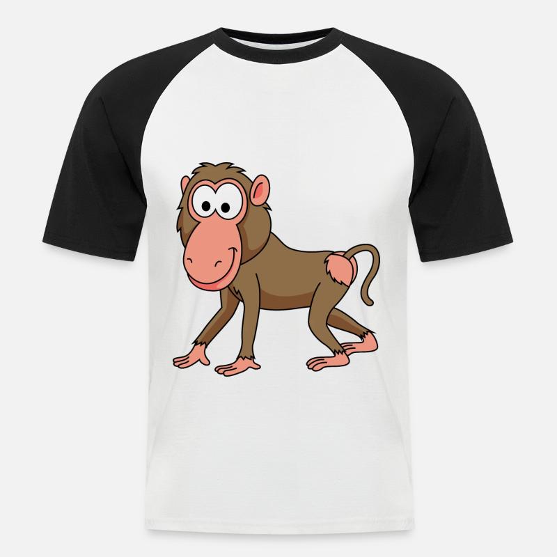 Monkey monkey comic - Men's Baseball T-Shirt - white/black