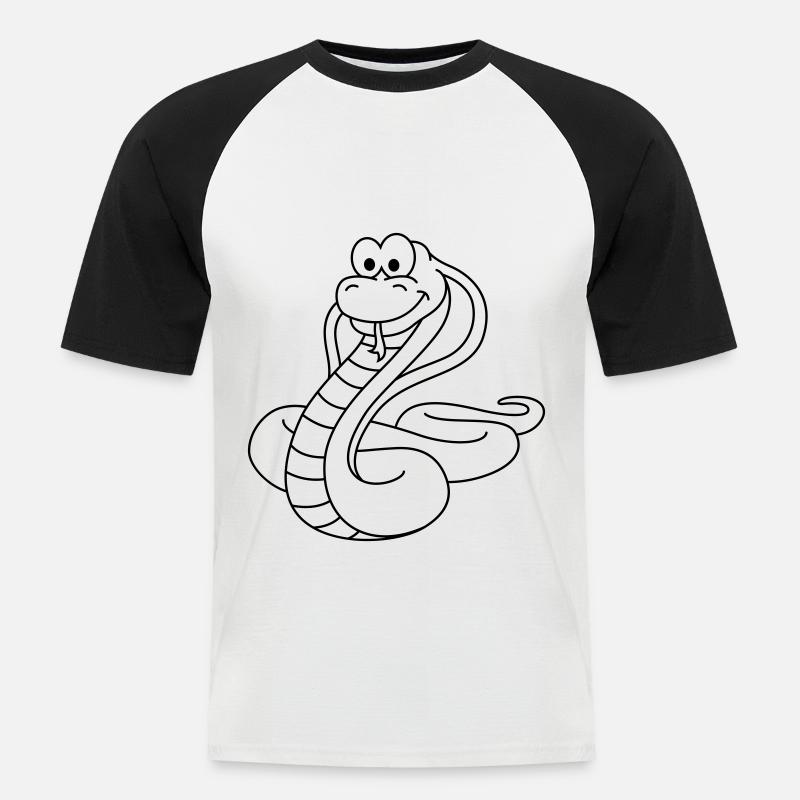 Schlange Kobra Comic Tier - Männer Baseball-T-Shirt - Weiß/Schwarz