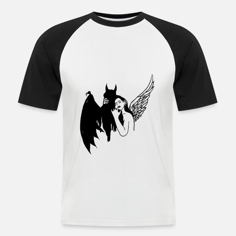 Umarme mich - Engel Dämon - Männer Baseball-T-Shirt - Weiß/Schwarz