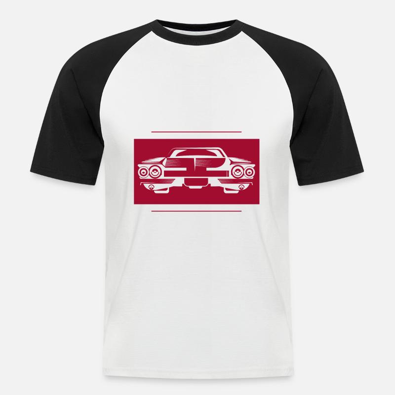 Auto - Cadillac - Oldtimer - Nostalgisch - Männer Baseball-T-Shirt - Weiß/Schwarz