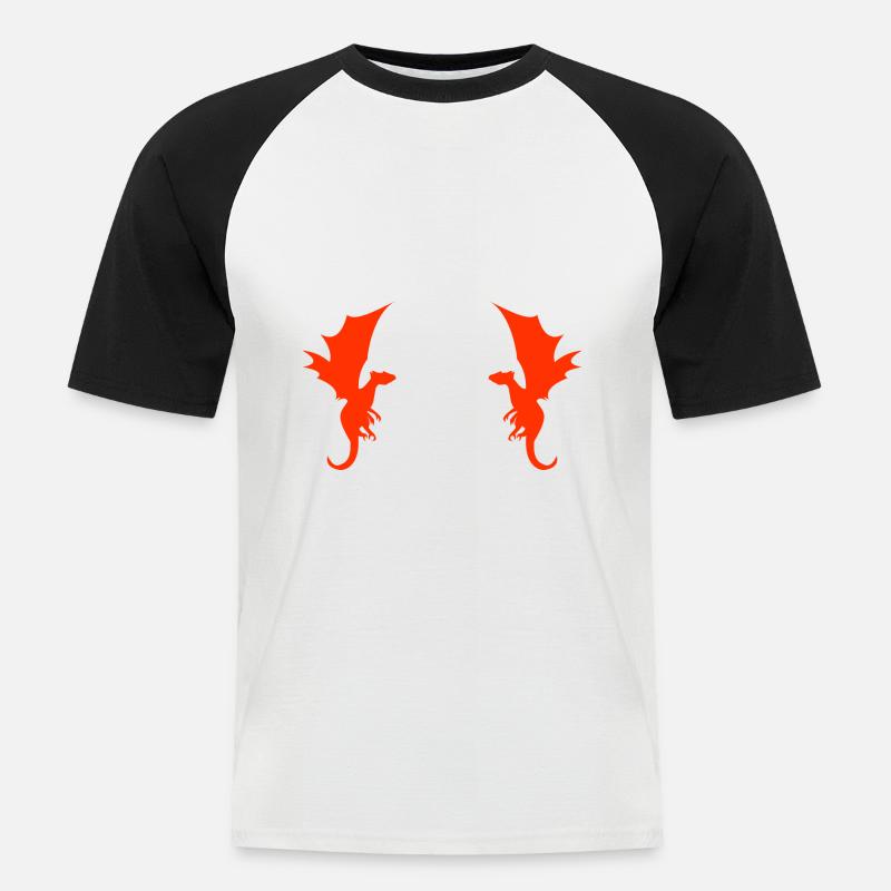 Drache Drachen Muster - Männer Baseball-T-Shirt - Weiß/Schwarz