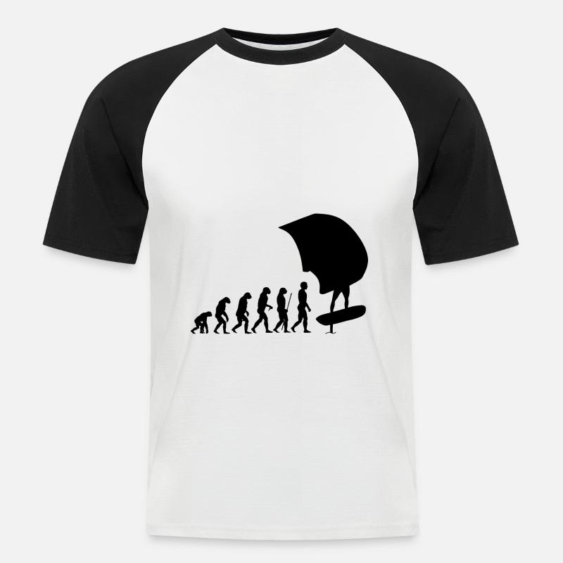 Wingfoil Wingfoiler Evolution - Männer Baseball-T-Shirt - Weiß/Schwarz