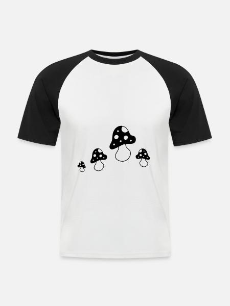 Gruppe Fliegenpilze - Männer Baseball-T-Shirt - Weiß/Schwarz