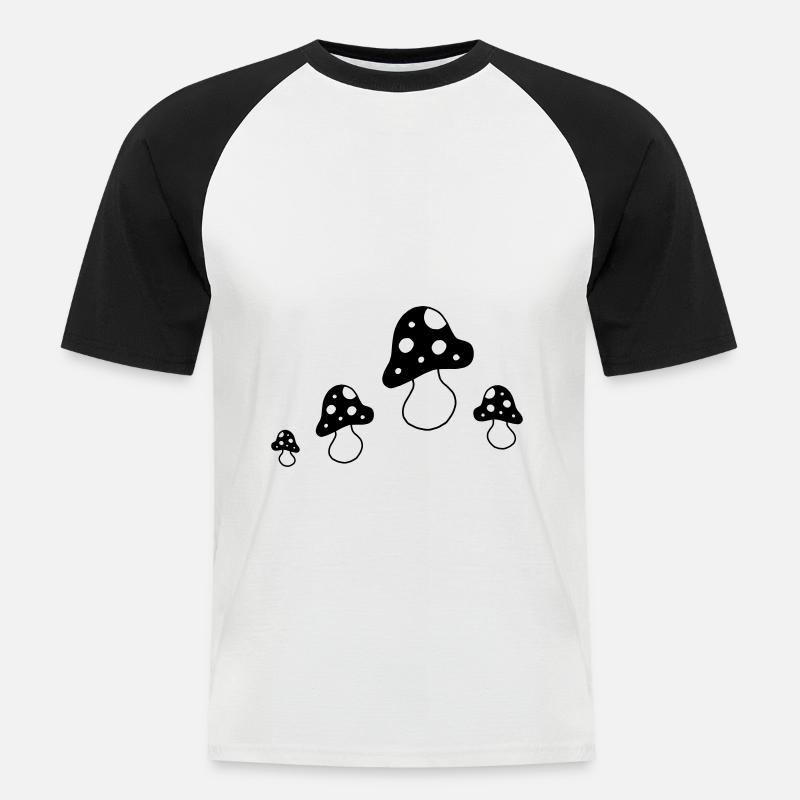 Gruppe Fliegenpilze - Männer Baseball-T-Shirt - Weiß/Schwarz