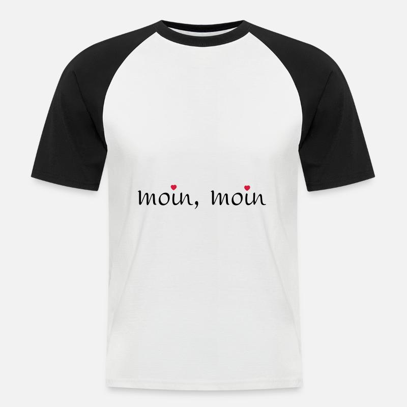 moin moin mit herzen - Männer Baseball-T-Shirt - Weiß/Schwarz
