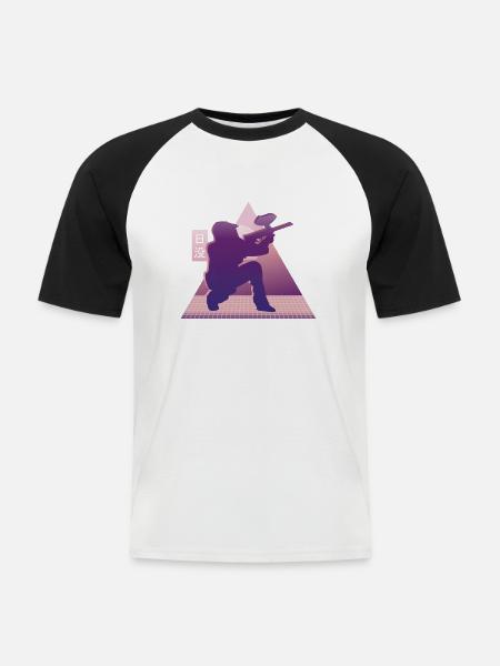 Vaporwave Paintball - Männer Baseball-T-Shirt - Weiß/Schwarz