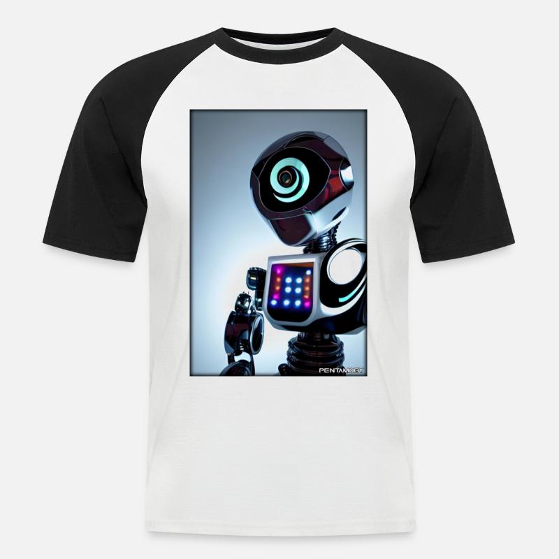 Robot Future Technology Science Android - Men's Baseball T-Shirt - white/black