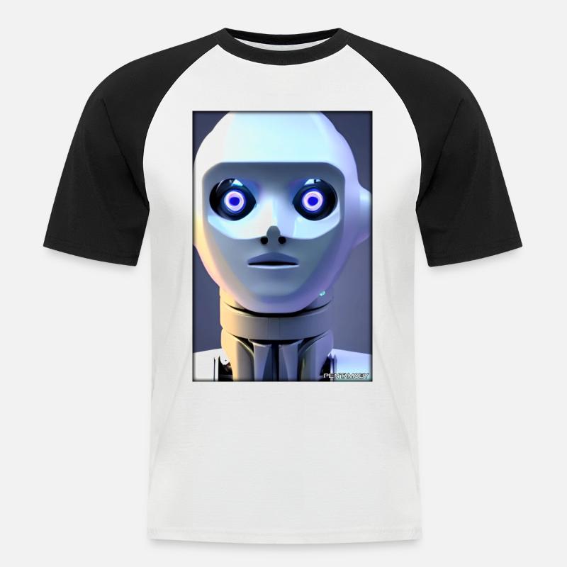 Robot Future Technology Science Android - Men's Baseball T-Shirt - white/black