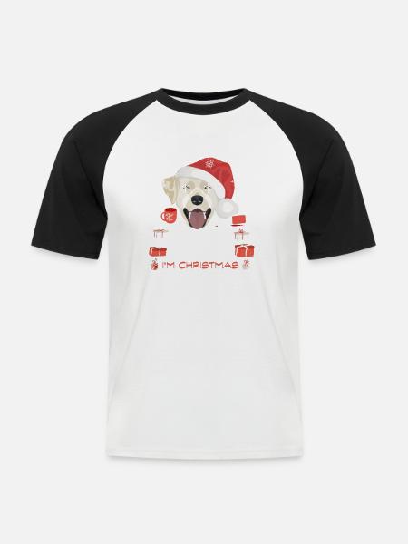 Labrador Weihnachtsmarkt - Männer Baseball-T-Shirt - Weiß/Schwarz