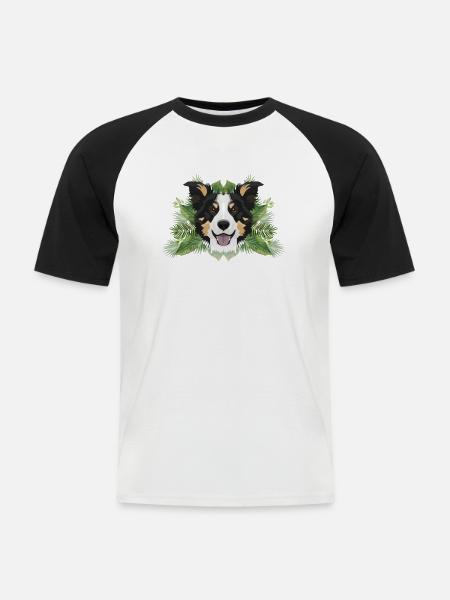 Tropical Border Collie - Männer Baseball-T-Shirt - Weiß/Schwarz