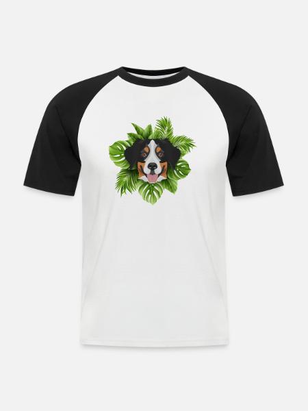 Tropical Berner Sennenhund - Männer Baseball-T-Shirt - Weiß/Schwarz