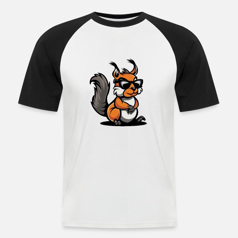 Eichhörnchen Cool Comic - Männer Baseball-T-Shirt - Weiß/Schwarz