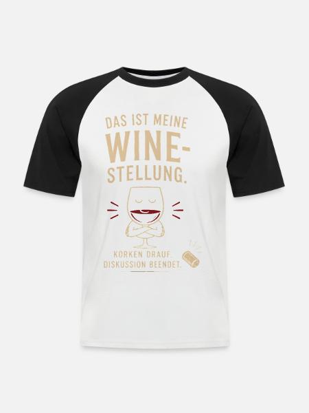 Das ist meine Weinstellung - Männer Baseball-T-Shirt - Weiß/Schwarz