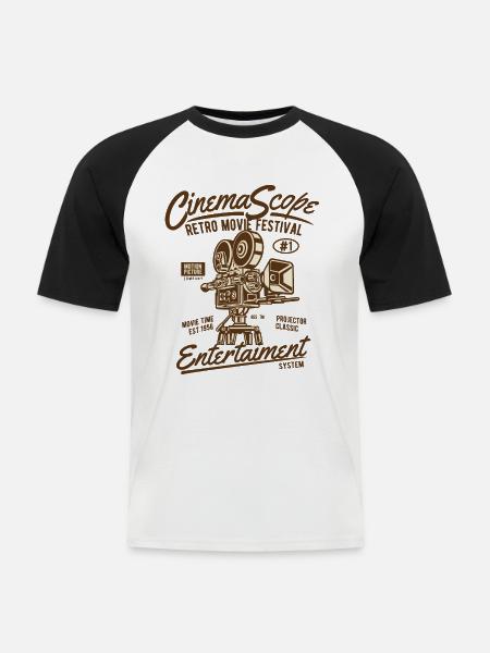 Movie Festival - Männer Baseball-T-Shirt - Weiß/Schwarz