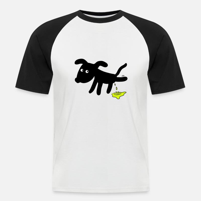 Dog pees dogs - Men's Baseball T-Shirt - white/black