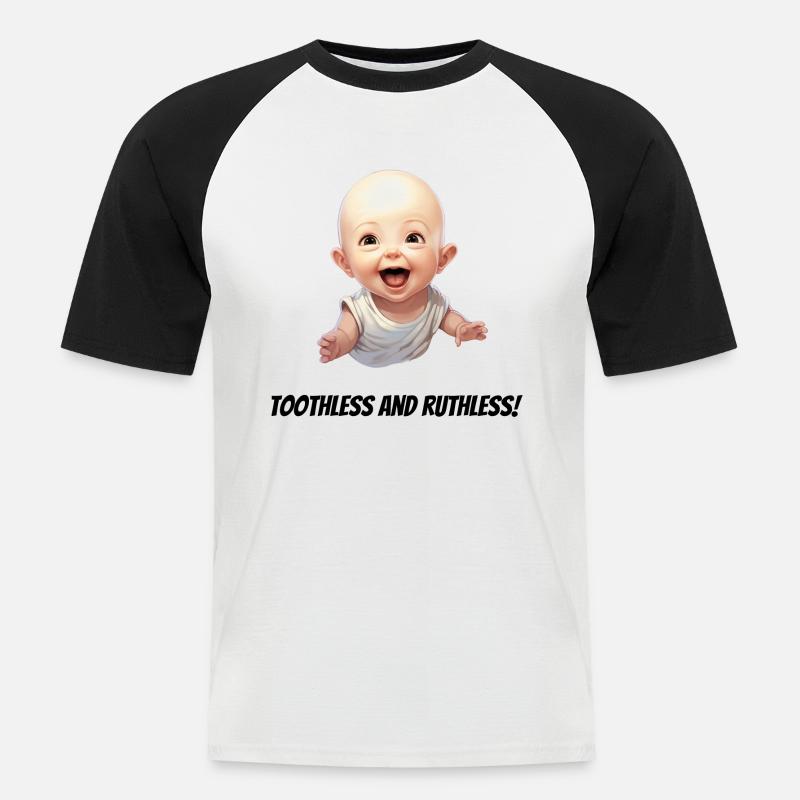 Zahnlos und rücksichtslos! - Männer Baseball-T-Shirt - Weiß/Schwarz