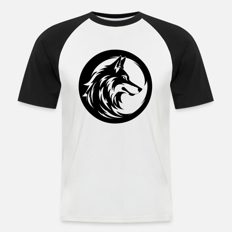 Wolf - Männer Baseball-T-Shirt - Weiß/Schwarz