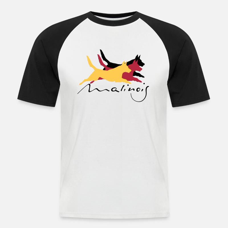 Malinois_german_color - Männer Baseball-T-Shirt - Weiß/Schwarz