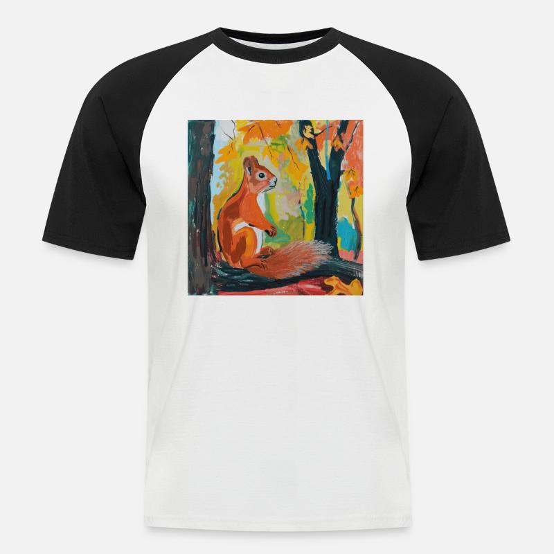 eichhörnchen, bunt, tier, geschenk, geschenkidee - Männer Baseball-T-Shirt - Weiß/Schwarz