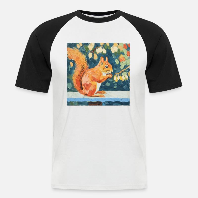 eichhörnchen, bunt, tier, geschenk, geschenkidee - Männer Baseball-T-Shirt - Weiß/Schwarz