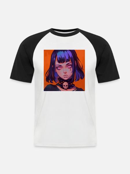 anime gothic, waifu, japan - Männer Baseball-T-Shirt - Weiß/Schwarz