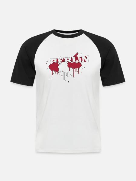 Farbkleckse Berliner Flagge - Männer Baseball-T-Shirt - Weiß/Schwarz
