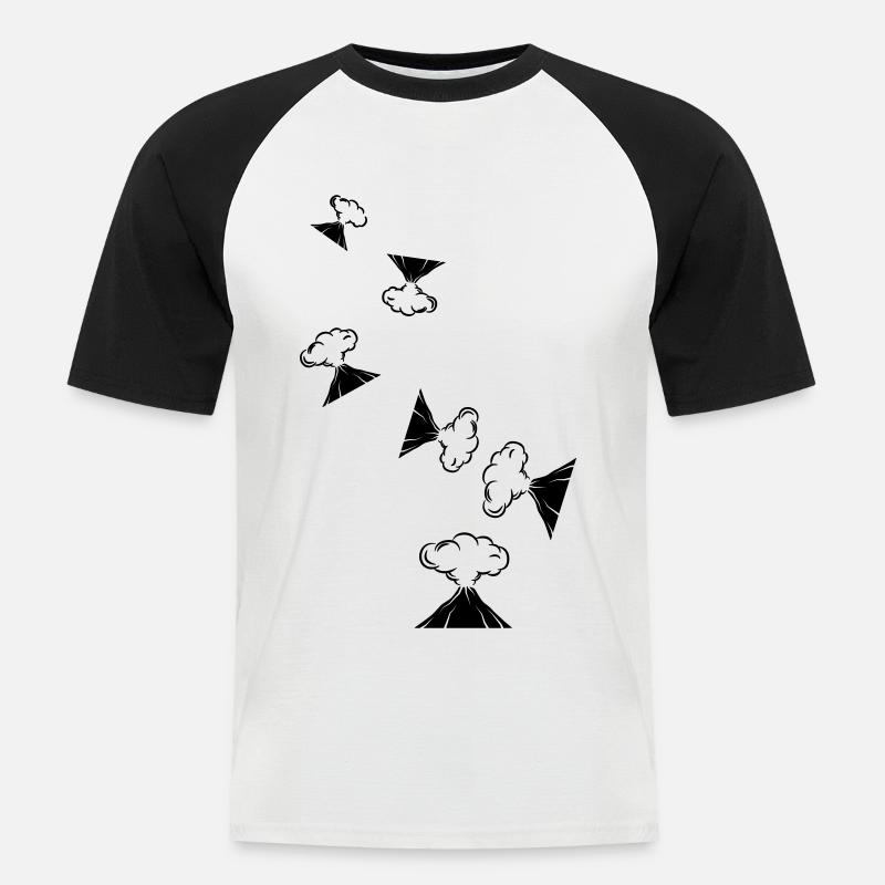 Vulkan icon symbol - Männer Baseball-T-Shirt - Weiß/Schwarz