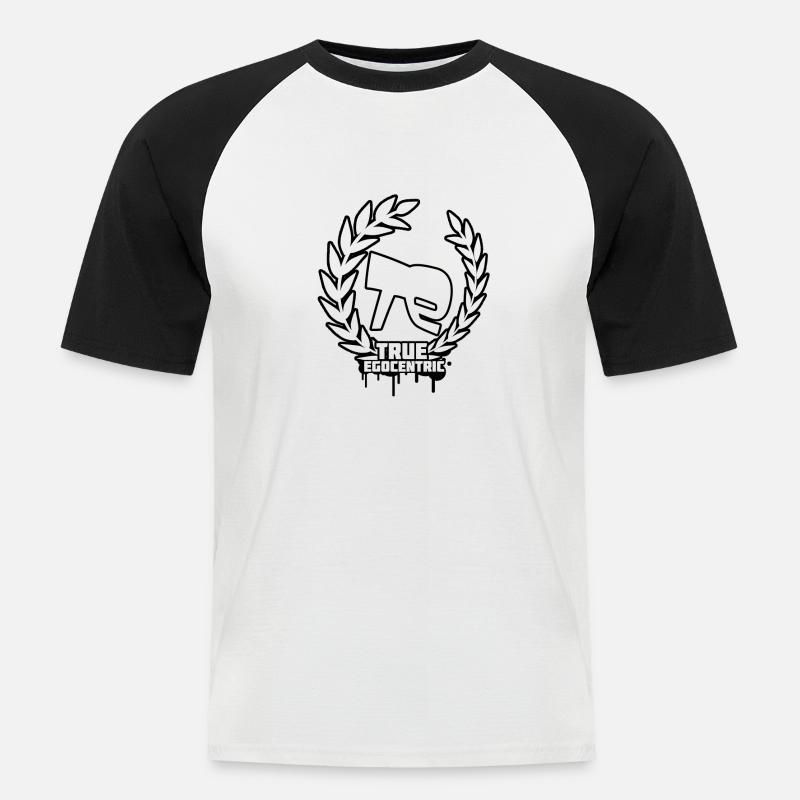 True Egocentric Logo - Männer Baseball-T-Shirt - Weiß/Schwarz