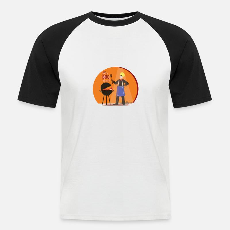 its bbq time - Männer Baseball-T-Shirt - Weiß/Schwarz