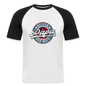 Papa Shirt - Bester Papa der Welt - Männer Baseball-T-Shirt - Weiß/Schwarz - Vorne - Nik (191cm)