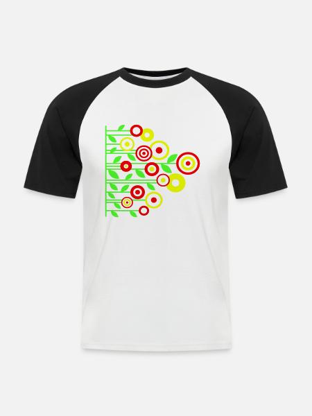 Blumenwiese - Männer Baseball-T-Shirt - Weiß/Schwarz
