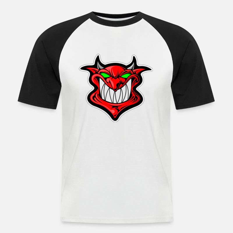 Grinning Devil - Männer Baseball-T-Shirt - Weiß/Schwarz