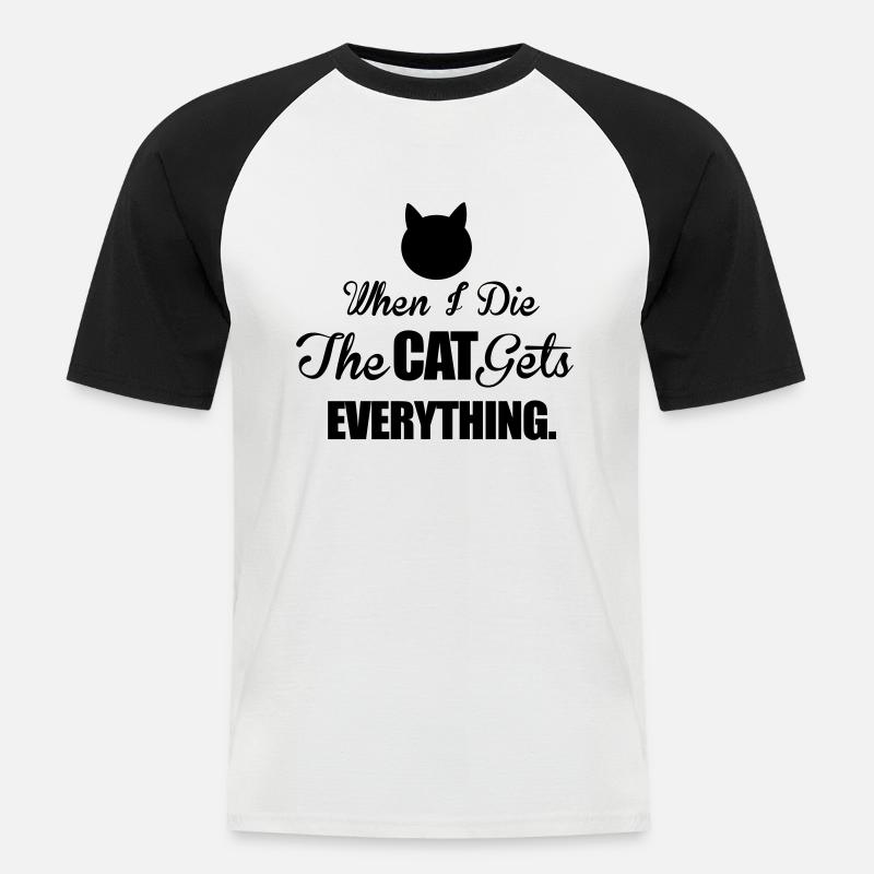 Cat - Männer Baseball-T-Shirt - Weiß/Schwarz