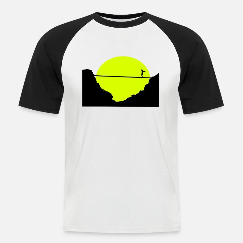 Slackline, Highline, slacklining - Männer Baseball-T-Shirt - Weiß/Schwarz