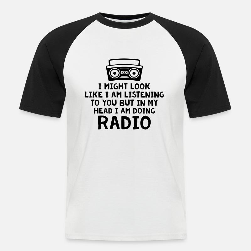 Radio - Männer Baseball-T-Shirt - Weiß/Schwarz