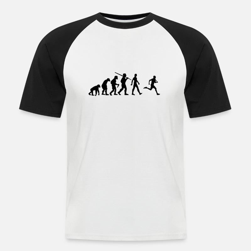 Läufer Evolution Joggen - Männer Baseball-T-Shirt - Weiß/Schwarz