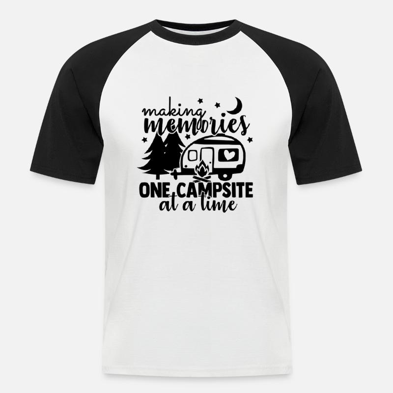 Camping Erinnerungen Wandershirt - Männer Baseball-T-Shirt - Weiß/Schwarz