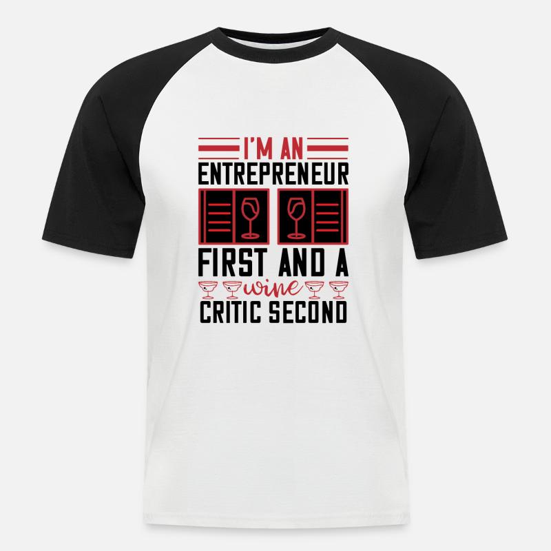 Ich bin ein Weinkritiker - Männer Baseball-T-Shirt - Weiß/Schwarz