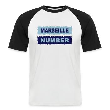 Marseilles - Men's Baseball T-Shirt - white/black - Front - Nik (191cm)